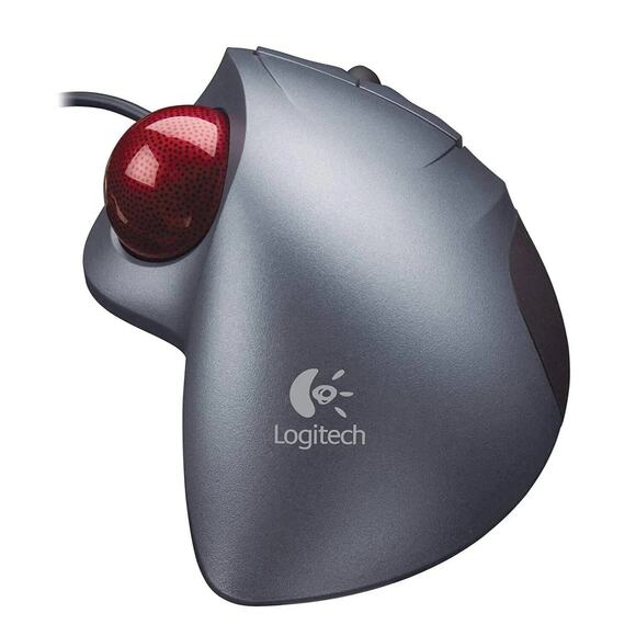 Vintage Logitech Vertical Mouse 4 Cordless Wired Wheel Trackball - Picture 1 of 9